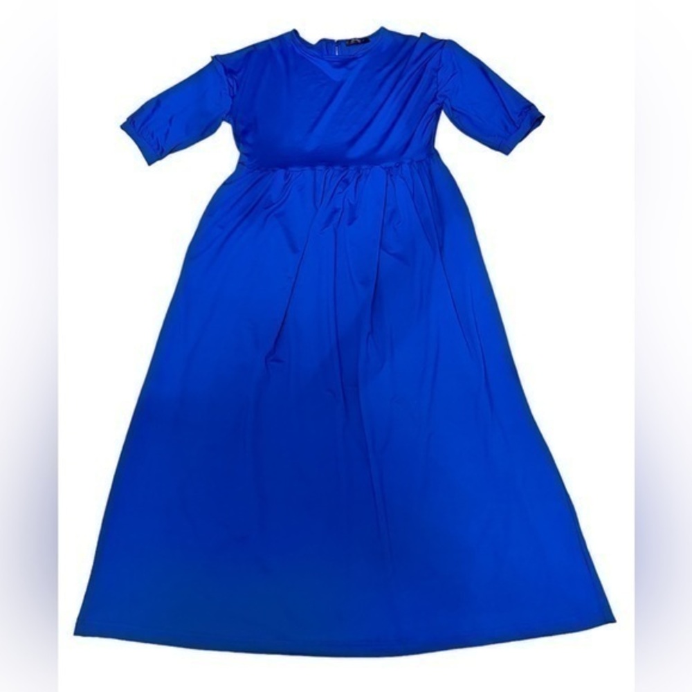 Loveu Dear Short Sleeve Dress with Pockets - Royal Blue - Womens Size Small